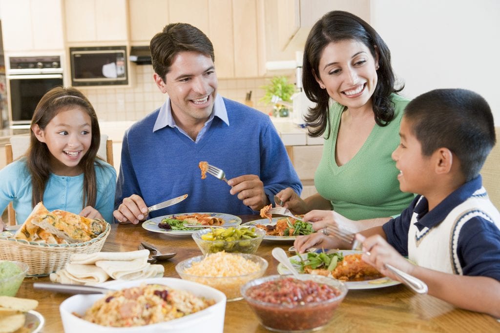 Family Eating a Budget Friendly Meal